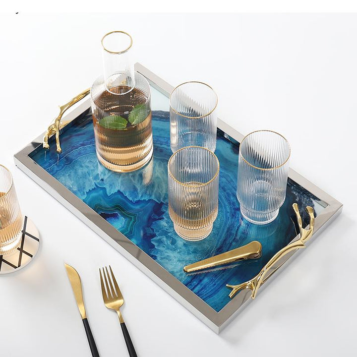 Plateau en Agate Bleue