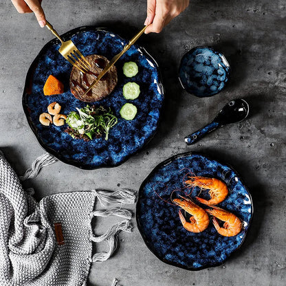 Service de Table Blue Nebula – Élégance Cosmique pour Vos Repas (10 pièces)