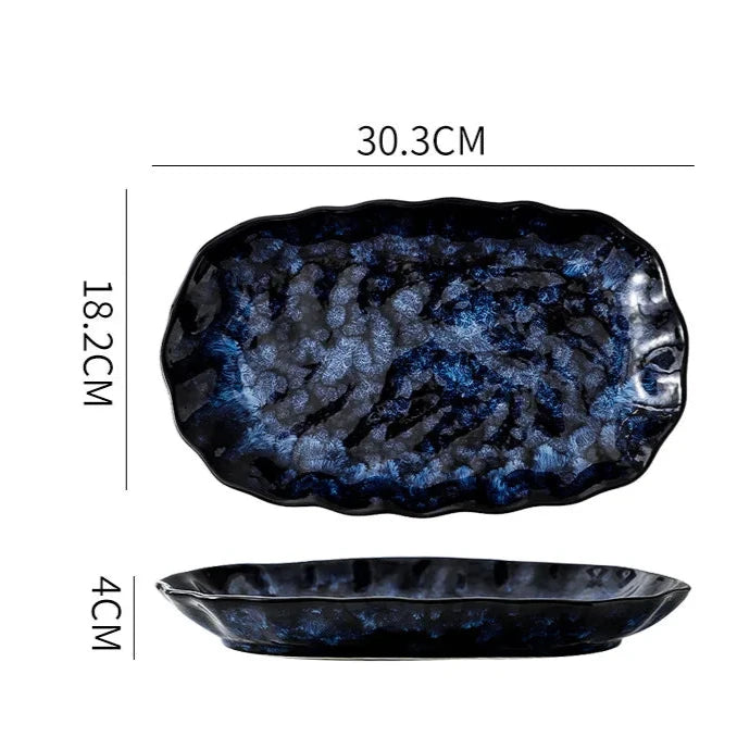 Service de Table Blue Nebula – Élégance Cosmique pour Vos Repas (10 pièces)