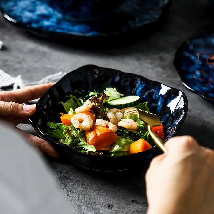 Service de Table Blue Nebula – Élégance Cosmique pour Vos Repas (10 pièces)