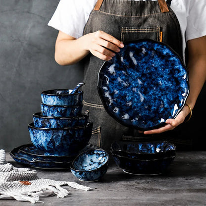 Service de Table Blue Nebula – Élégance Cosmique pour Vos Repas (10 pièces)