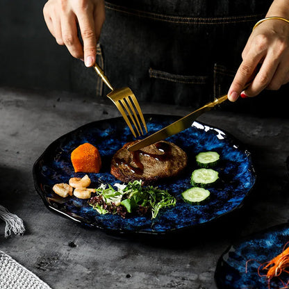 Service de Table Blue Nebula – Élégance Cosmique pour Vos Repas (10 pièces)