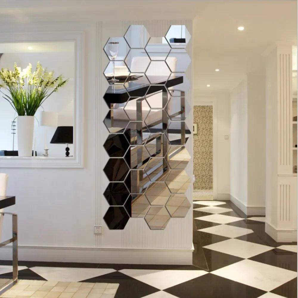 Stickers Miroirs Hexagonaux (Lot de 12)