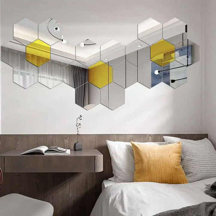 Stickers Miroirs Hexagonaux (Lot de 12)