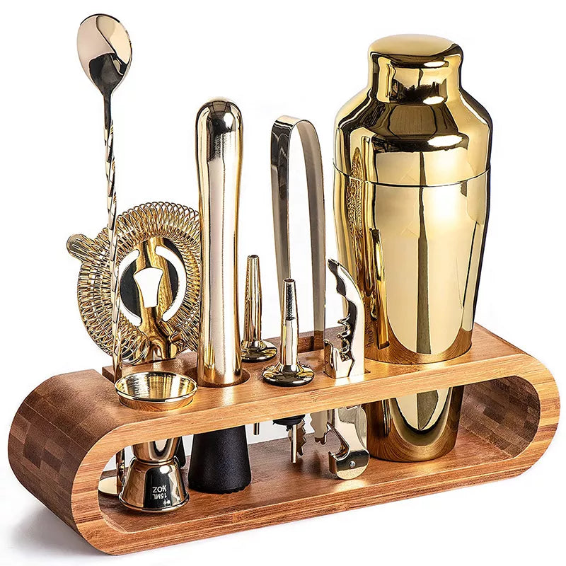 Set de Bar Métallique Luxe – L’art du cocktail à portée de main (10 pièces)