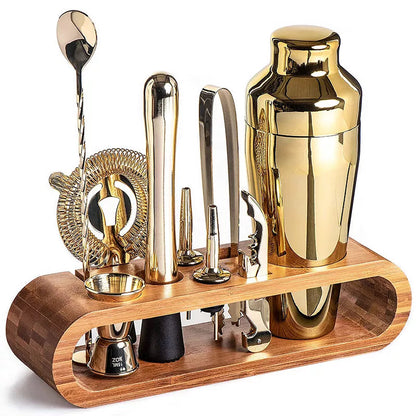 Set de Bar Métallique Luxe – L’art du cocktail à portée de main (10 pièces)