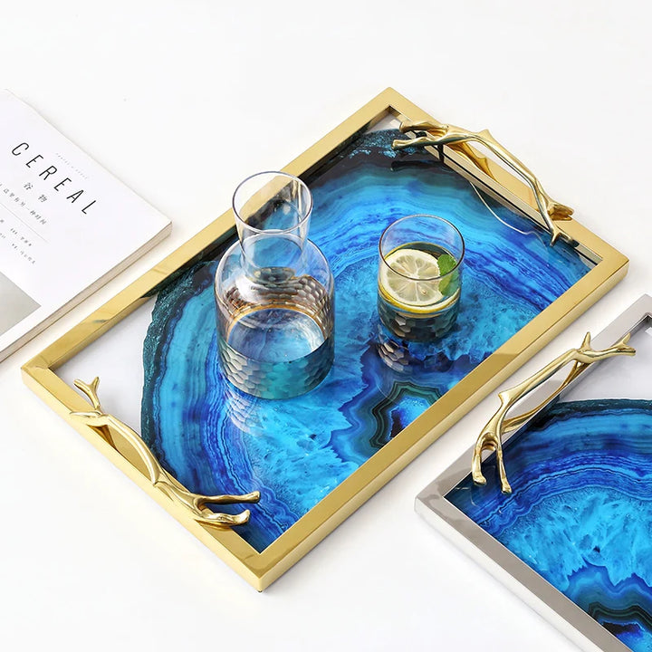 Plateau en Agate Bleue