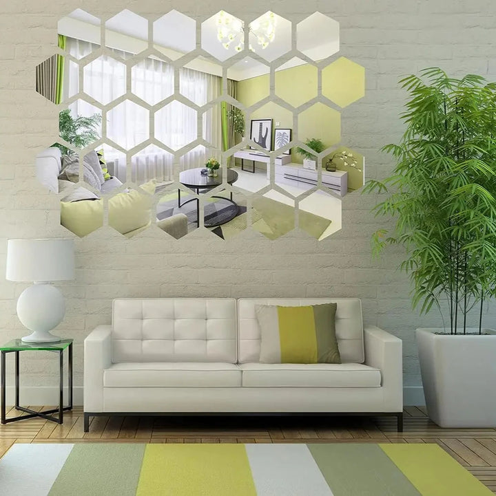 Stickers Miroirs Hexagonaux (Lot de 12)