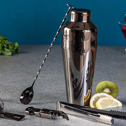 Set de Bar Métallique Luxe – L’art du cocktail à portée de main (10 pièces)