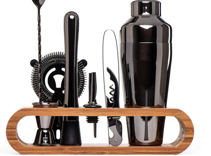 Set de Bar Métallique Luxe – L’art du cocktail à portée de main (10 pièces)