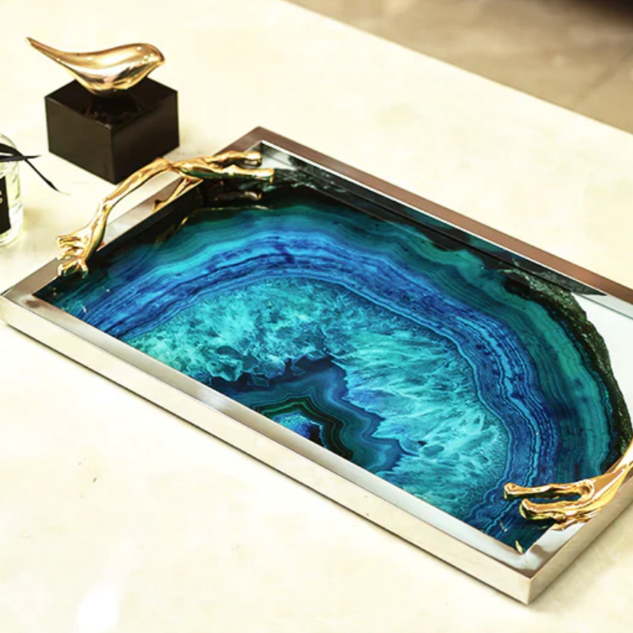 Plateau en Agate Bleue