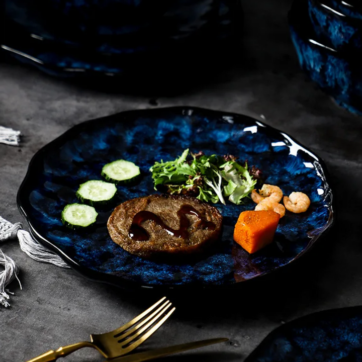 Service de Table Blue Nebula – Élégance Cosmique pour Vos Repas (10 pièces)