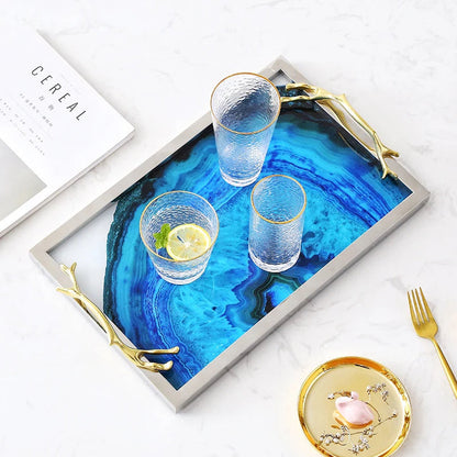 Plateau en Agate Bleue