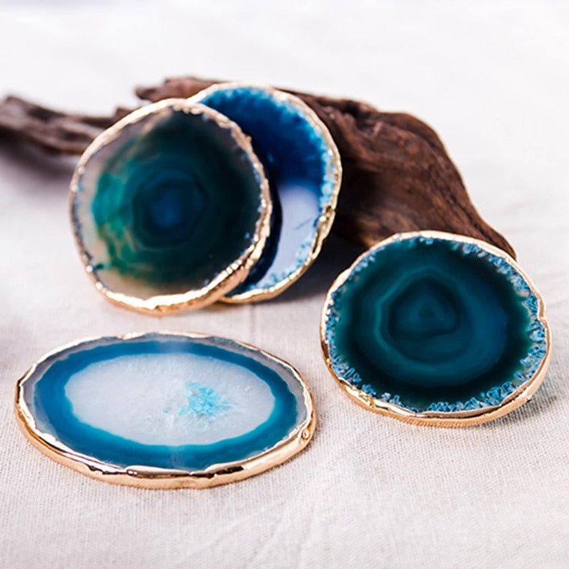 Set de 2 sous-verres en agate bleue