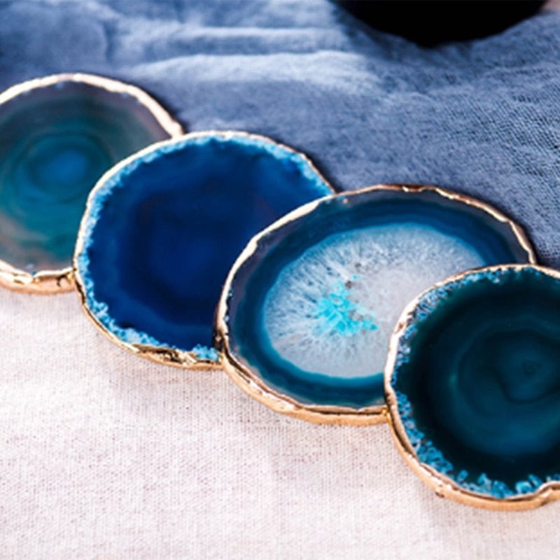 Set de 2 sous-verres en agate bleue