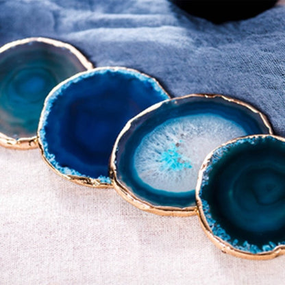 Set de 2 sous-verres en agate bleue