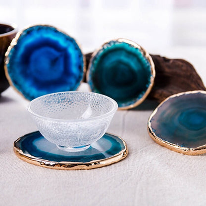 Set de 2 sous-verres en agate bleue