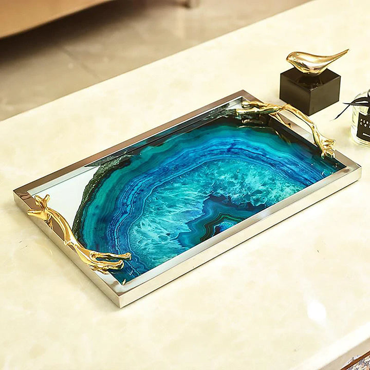 Plateau en Agate Bleue